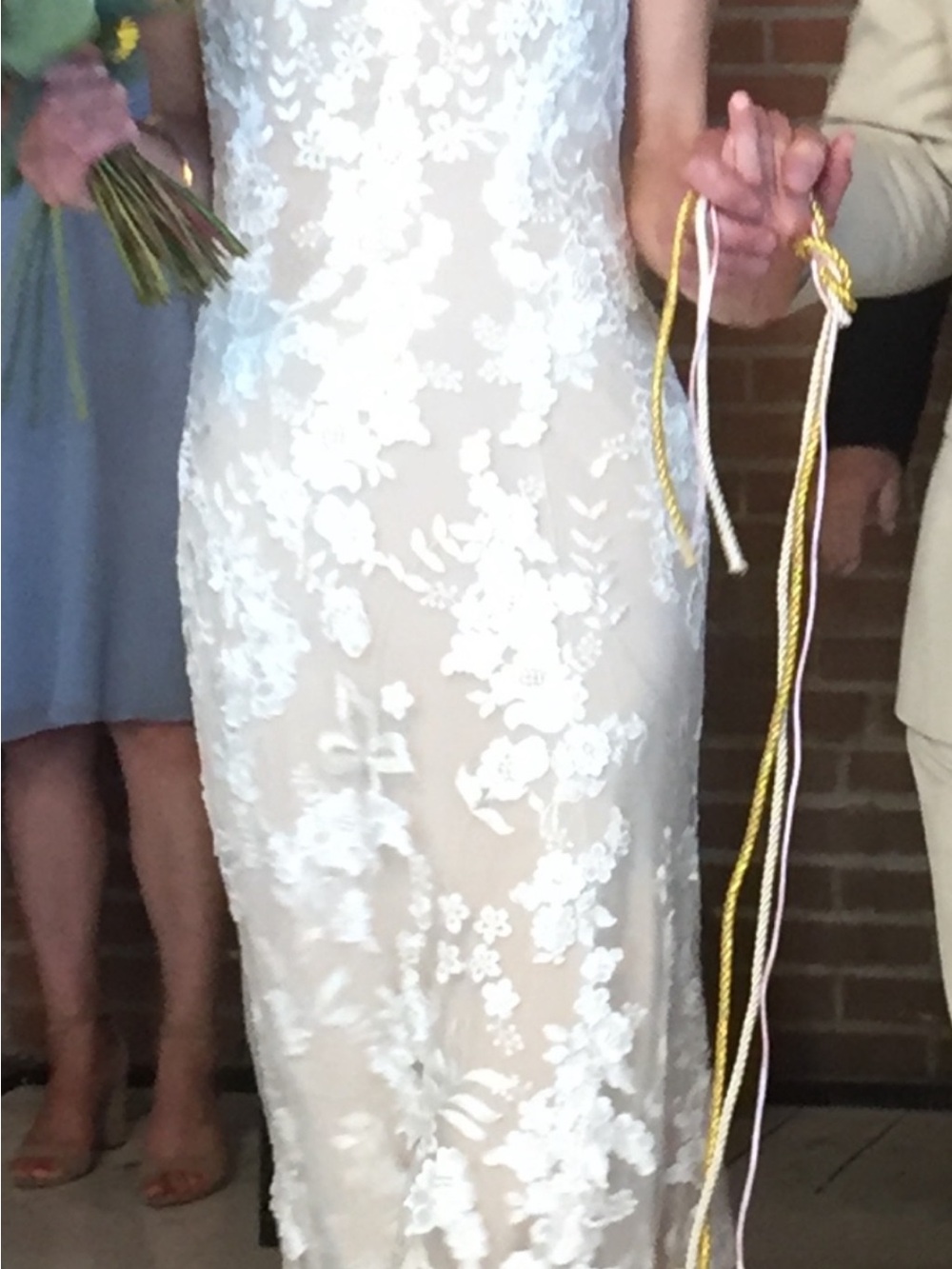 Floral Lace Sheath Wedding Dress in Ivory